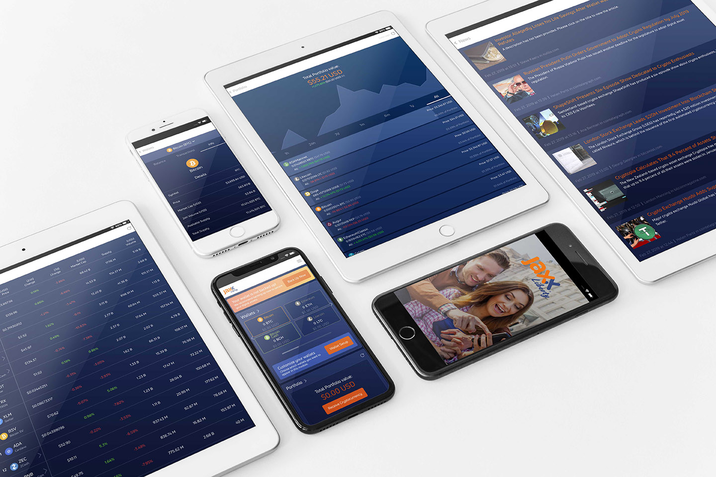 Jaxx Liberty wallet running on multiple Apple devices